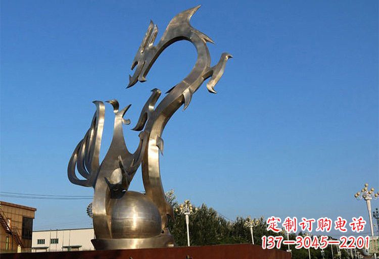 开封不锈钢城市抽象龙凤雕塑