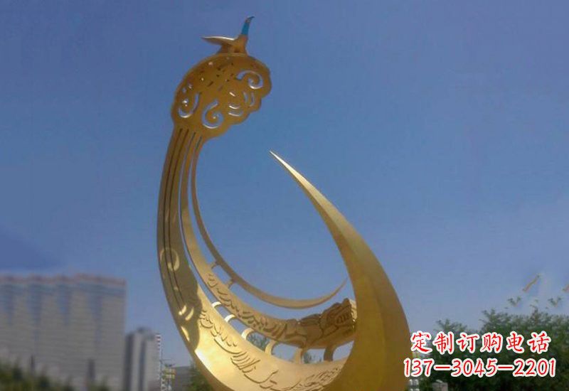 开封不锈钢城市大型抽象创意凤凰雕塑