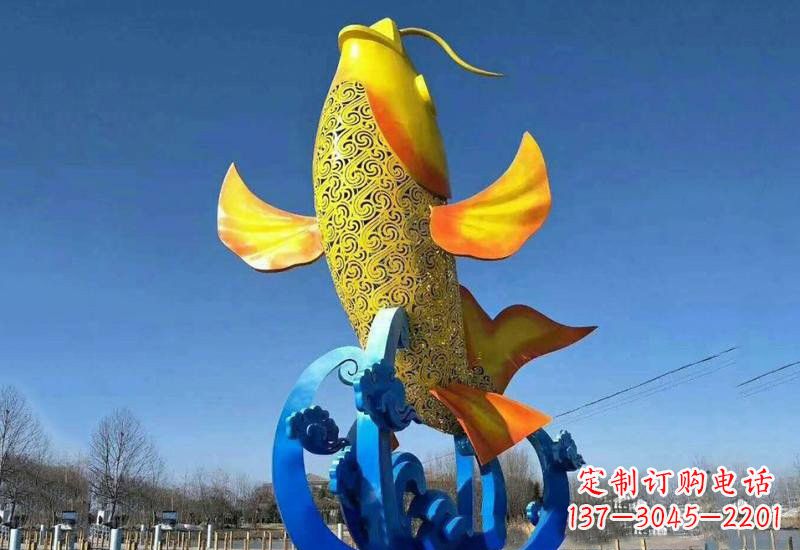 开封不锈钢鲤鱼雕塑——城市的一道风景线