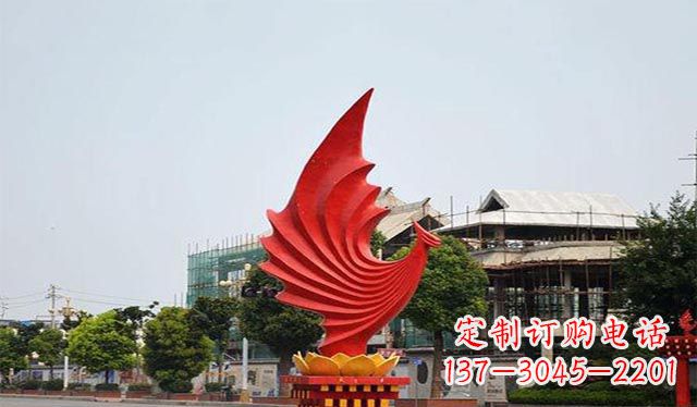 开封不锈钢凤凰雕塑象征着城市繁荣