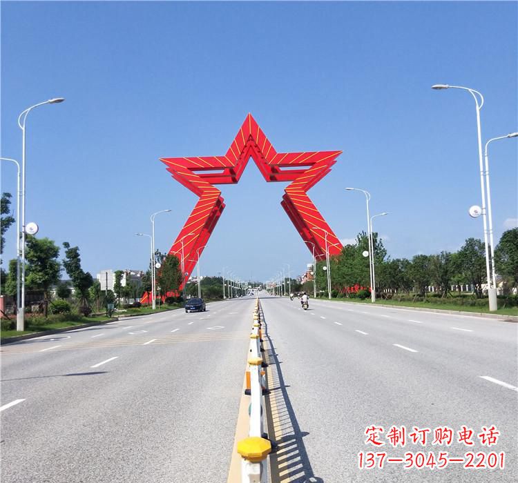 开封不锈钢城市拱门雕塑一座精美的艺术作品
