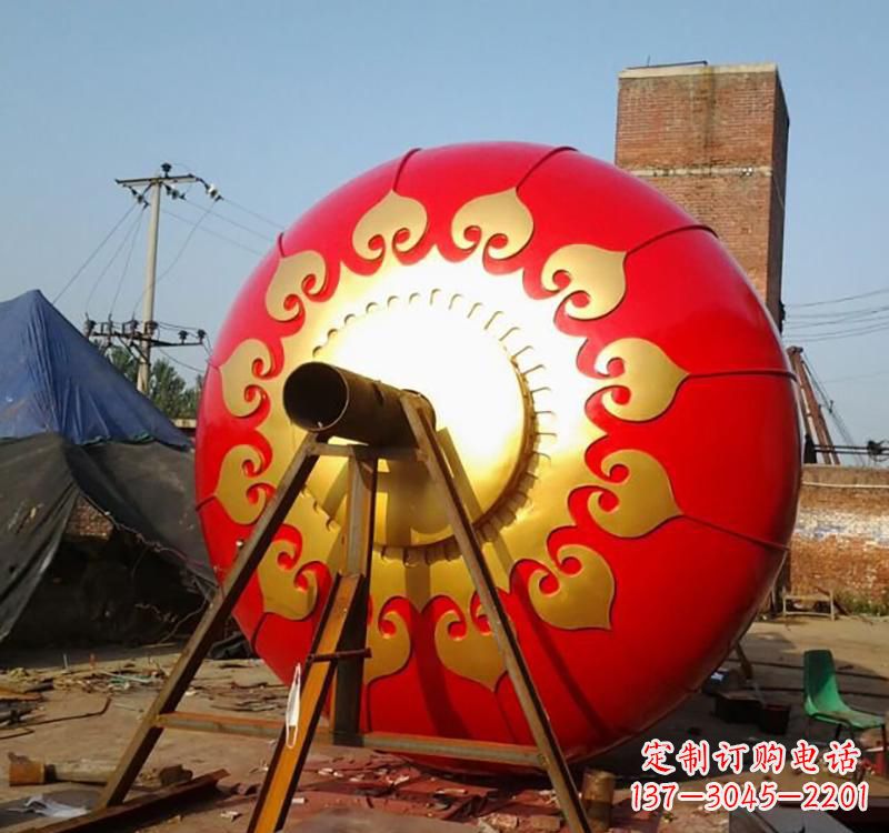 开封不锈钢城市红色灯笼雕塑
