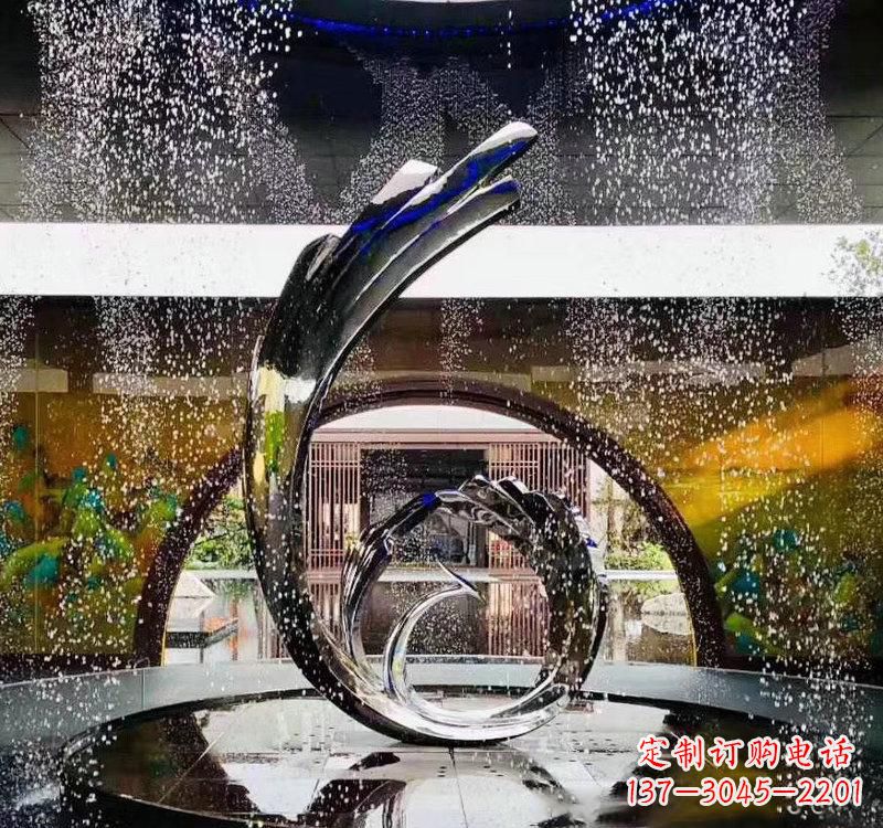 开封不锈钢城市景观喷泉雕塑美丽而又充满力量