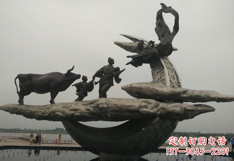 开封不锈钢牛郎织女雕塑传说中的爱情
