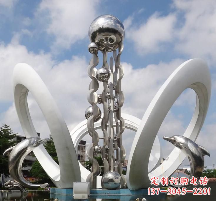 开封不锈钢城市艺术海豚雕塑美丽的海洋守护者