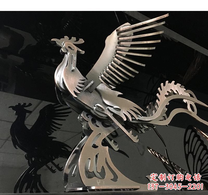 开封不锈钢凤凰雕塑精美的艺术品