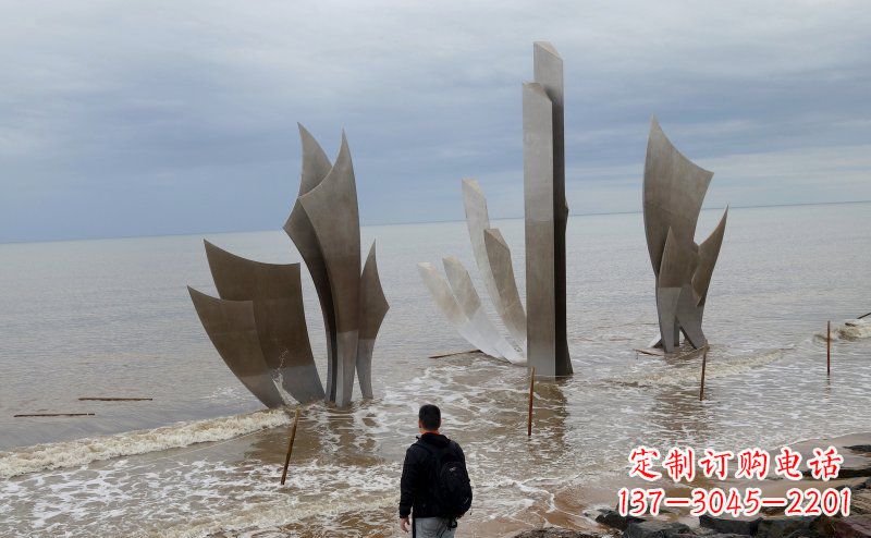 开封不锈钢船帆海边景观雕塑