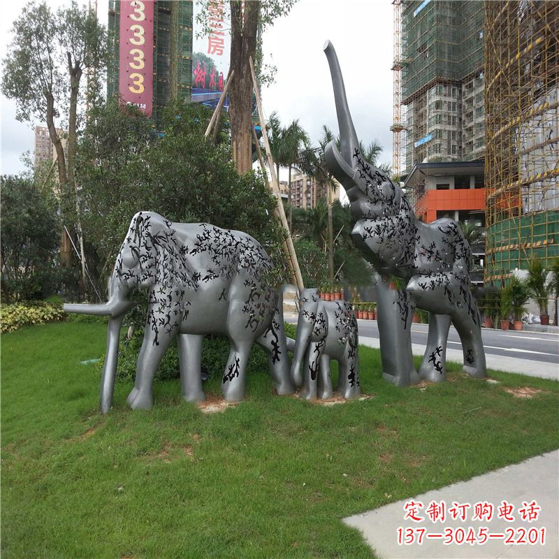 开封不锈钢大象雕塑小区园林的精美装饰