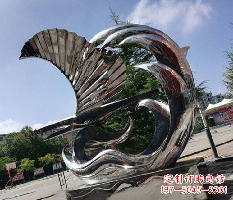 开封不锈钢帆船雕塑象征海上生活的艺术精品