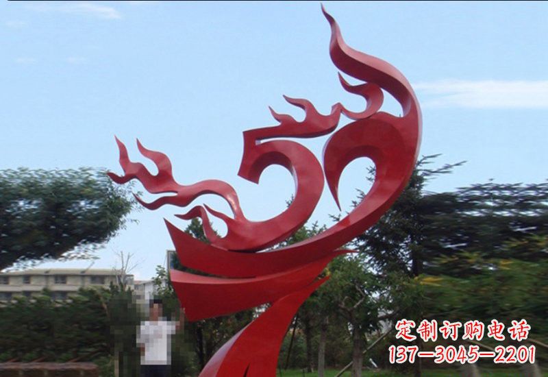 开封不锈钢凤凰涅槃雕塑——象征着新生