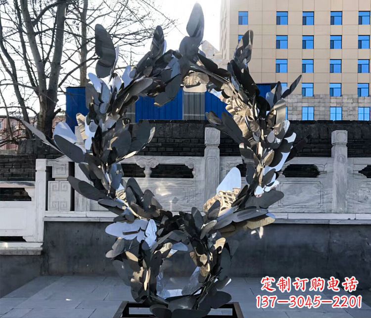开封不锈钢蝴蝶花环景观雕塑
