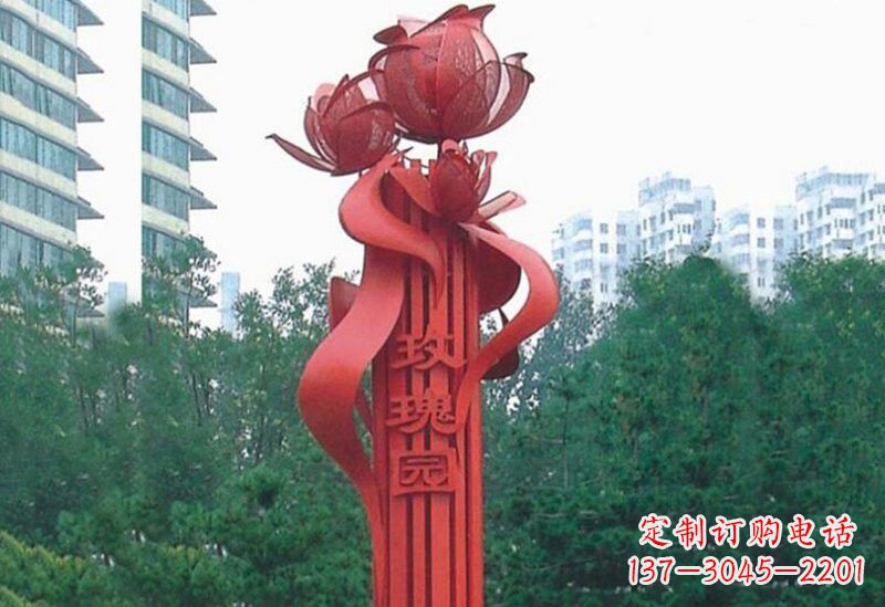 开封不锈钢抽象玫瑰花雕塑