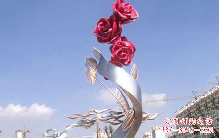 开封精美不锈钢玫瑰雕塑