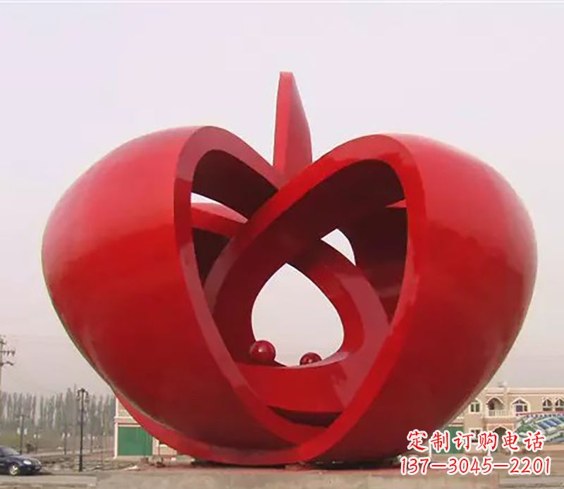 开封精致的不锈钢苹果雕塑