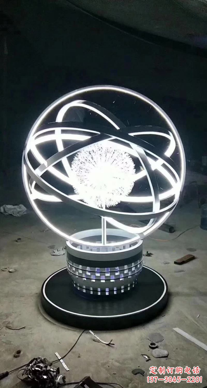 开封不锈钢抽象蒲公英圆环雕塑