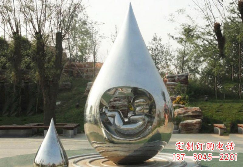 开封不锈钢水滴雕塑缔造生命之源