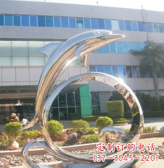 开封不锈钢海豚雕塑精致而灵动