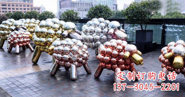 开封不锈钢动物雕塑——小羊肖恩动物广场