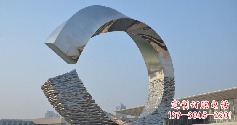 开封不锈钢抽象圆环广场景观雕塑