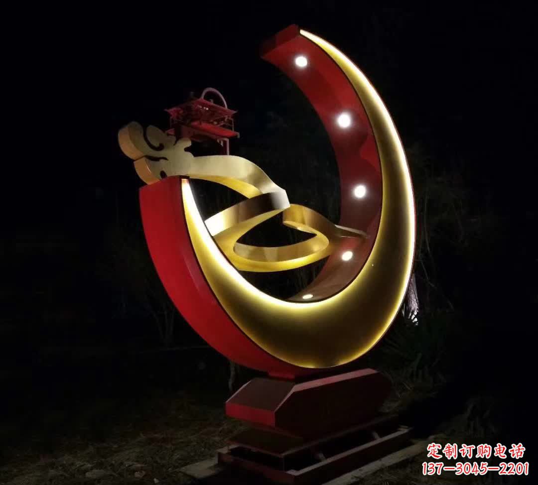 开封不锈钢月亮雕塑静谧中的经典之美