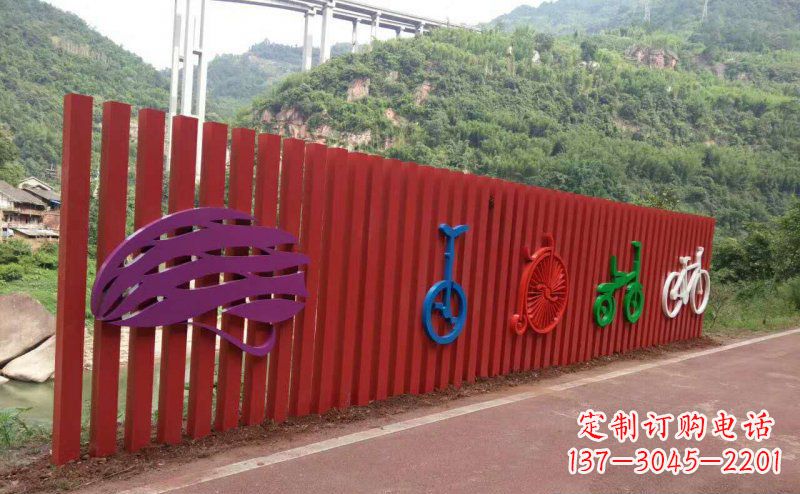 开封不锈钢自行车雕塑点缀公园景观