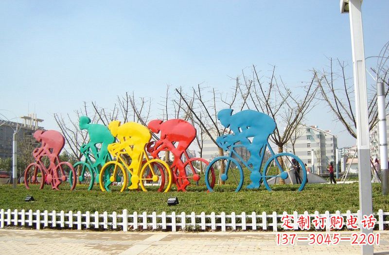 开封不锈钢抽象自行车雕塑