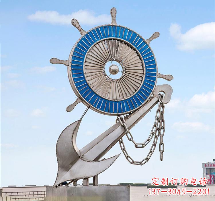 开封不锈钢船舵雕塑2