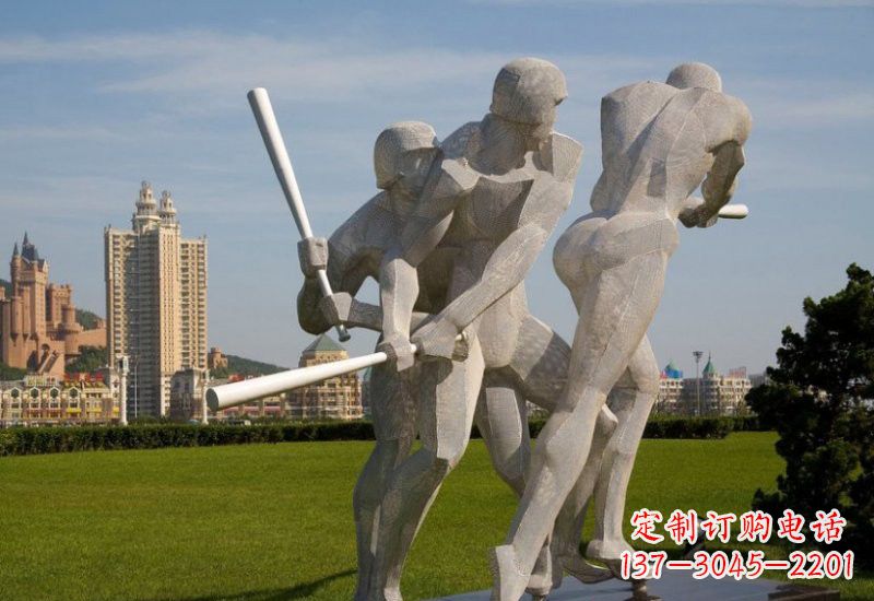 开封不锈钢打棒球人物雕塑2