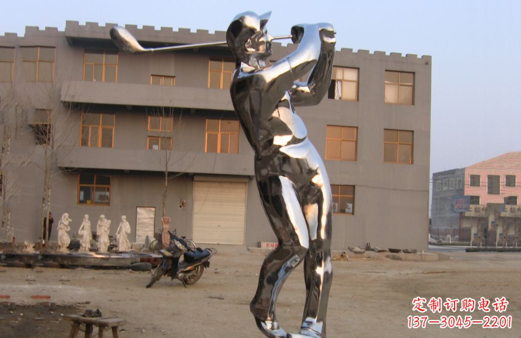 开封不锈钢打造高尔夫球雕塑