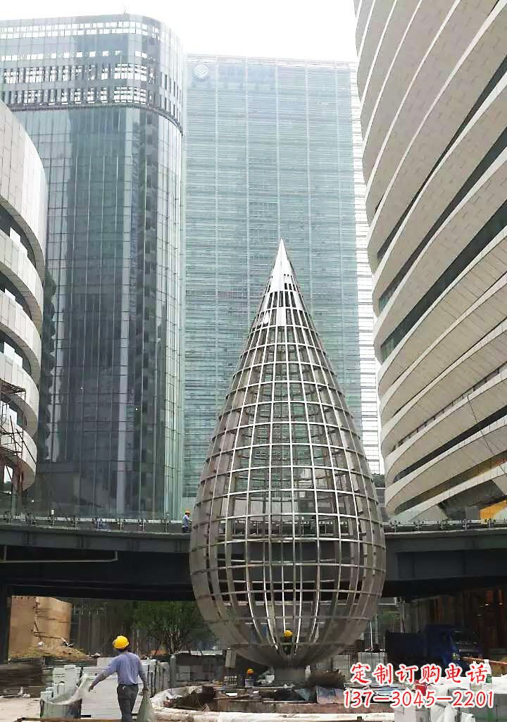 开封不锈钢大型水滴城市景观雕塑