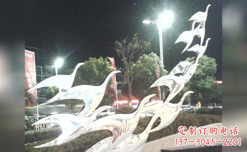 开封不锈钢大雁雕塑——灿烂的翱翔