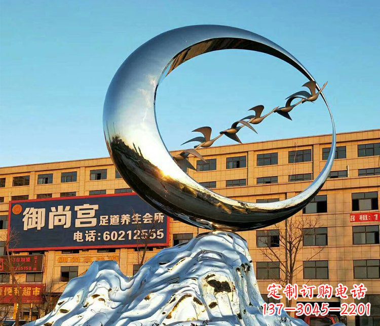 开封不锈钢大雁雕塑精美的艺术之作