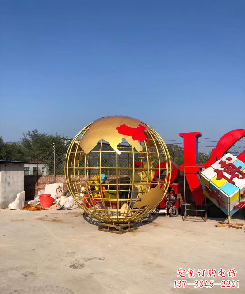 开封不锈钢地球仪雕塑点缀校园景观