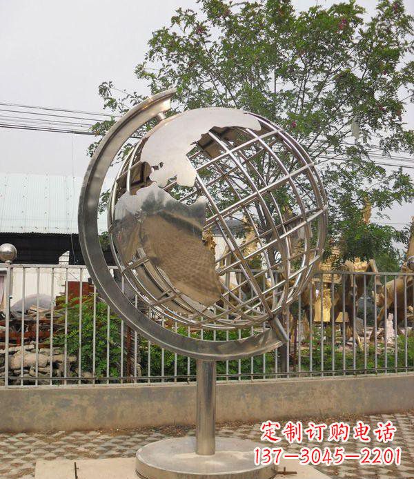 开封精美不锈钢地球仪雕塑点缀校园美景