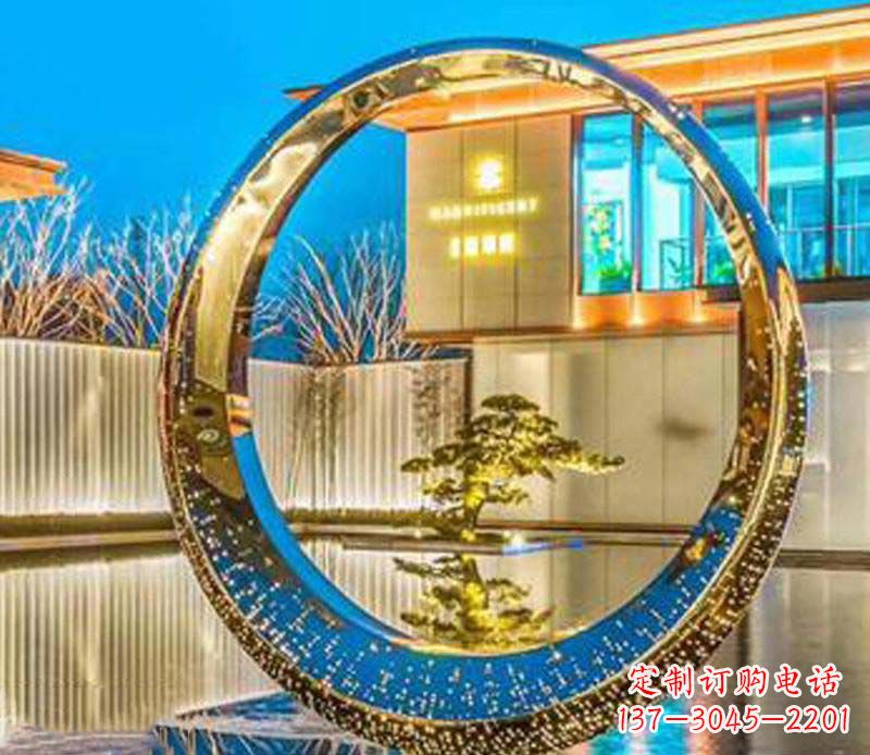 开封精美不锈钢灯饰圆环雕塑