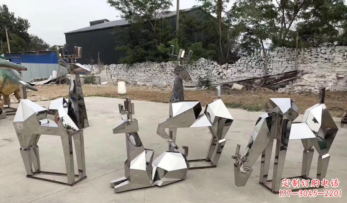 开封不锈钢电镀景观梅花鹿雕塑