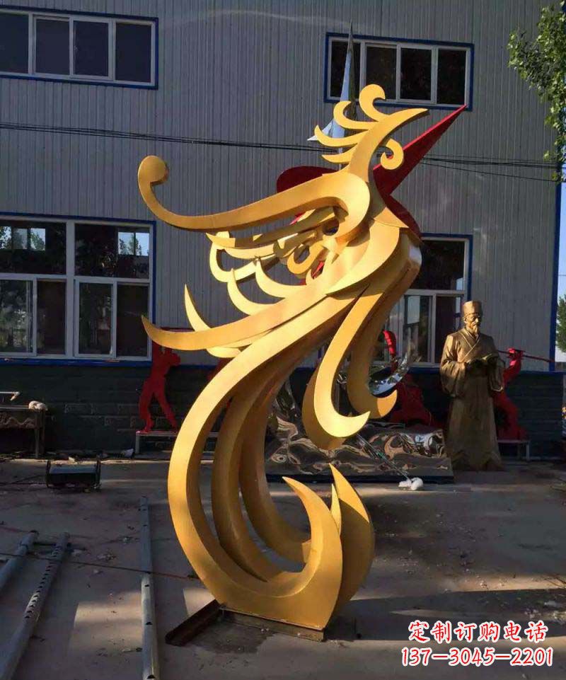 开封不锈钢雕刻凤凰雕塑