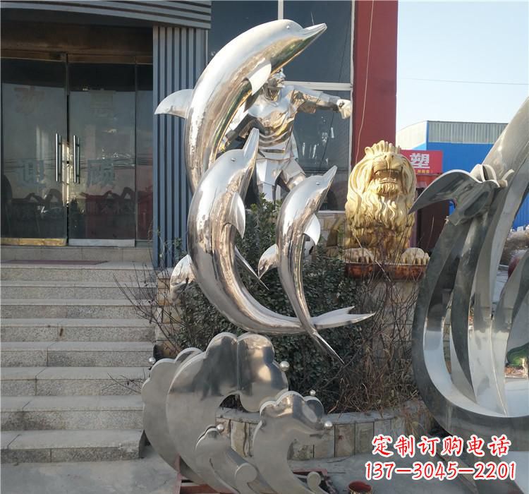 开封不锈钢动物海豚雕塑