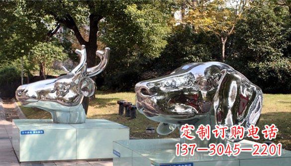 开封动物十二生肖头像不锈钢雕塑