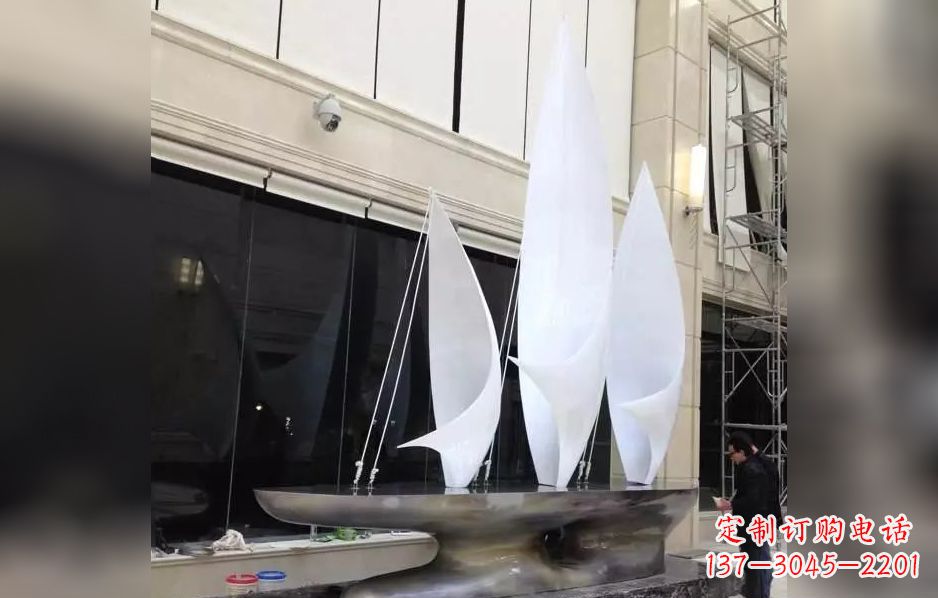 开封不锈钢帆船海洋迷人的雕塑