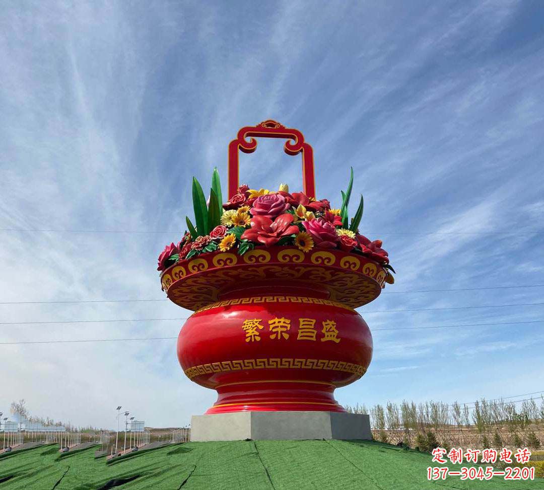 开封不锈钢花篮雕塑象征繁荣昌盛