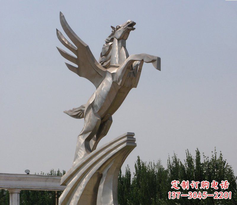 开封不锈钢飞马精美雕塑点缀公园