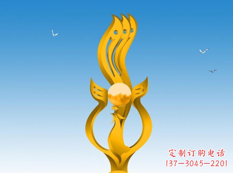 开封不锈钢凤凰雕塑灿烂外形,精美艺术