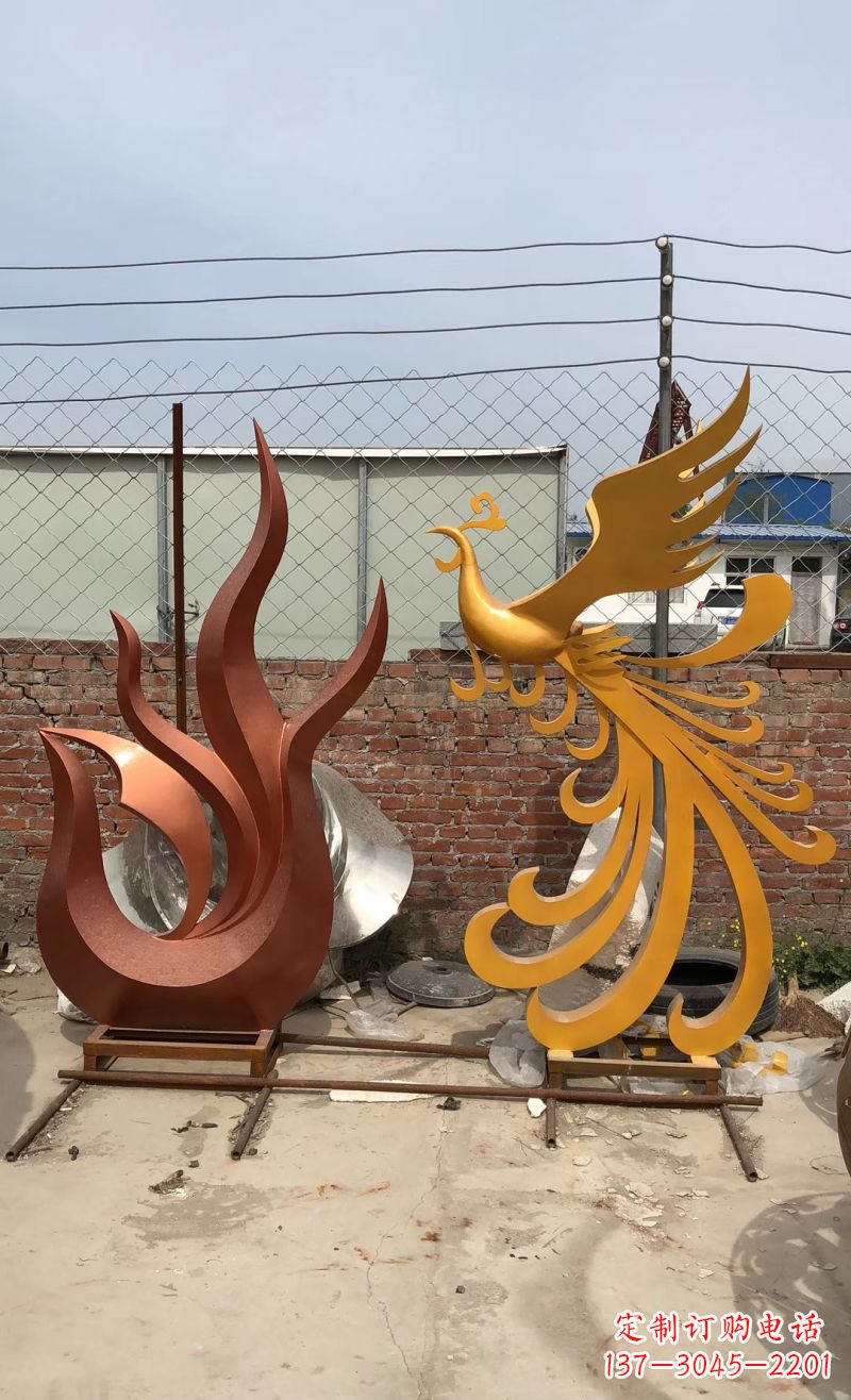 开封不锈钢凤凰雕塑广场校园景观雕塑