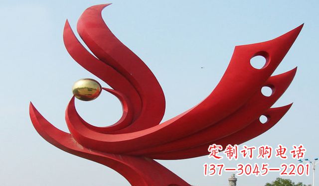开封不锈钢凤凰雕塑象征着美丽与智慧