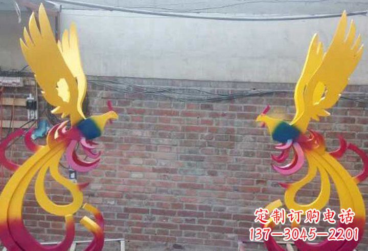 开封不锈钢公园彩色凤凰雕塑