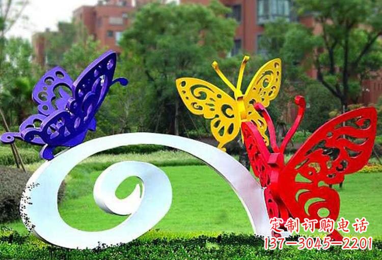 开封彩色蝴蝶雕塑,点亮不锈钢公园