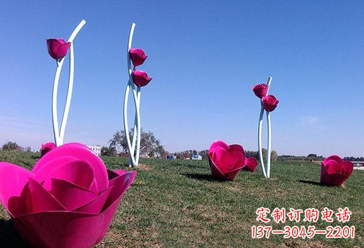 开封不锈钢玫瑰雕塑美丽的艺术之作