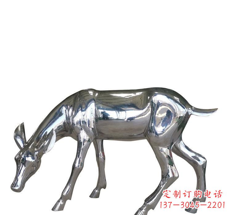 开封不锈钢公园草坪小鹿雕塑