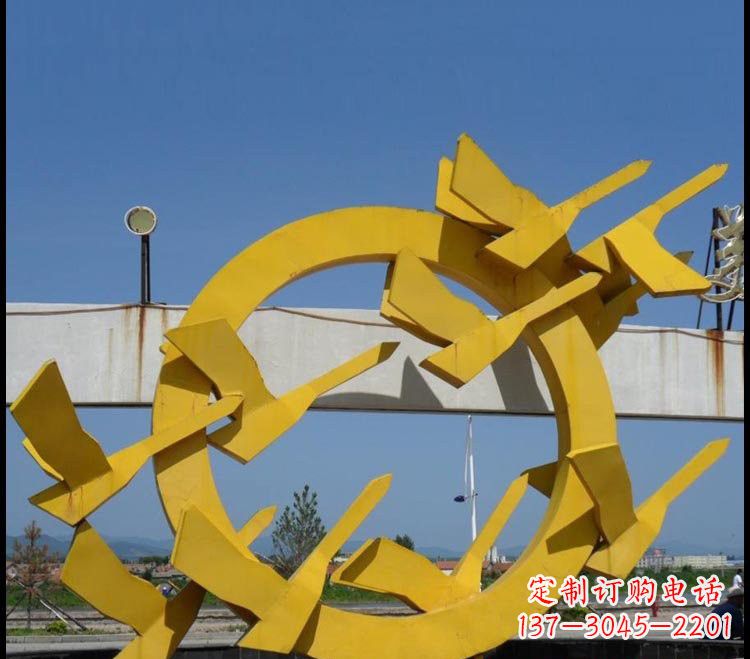开封不锈钢公园抽象大雁雕塑